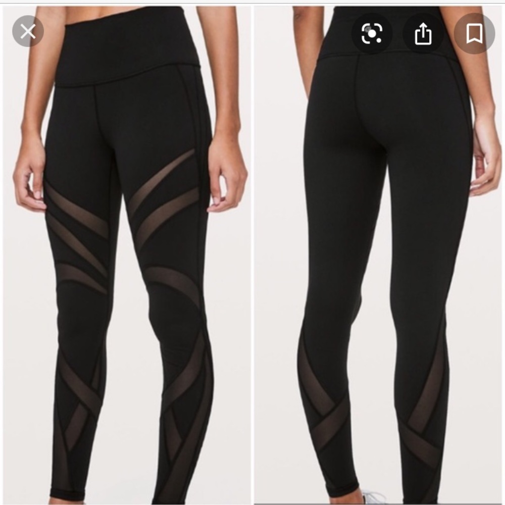 Lululemon wunder under tech mesh in black size 8